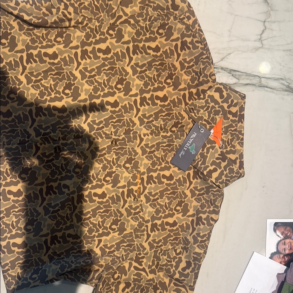 Casual Brown Button Down Shirt with Orange Accent